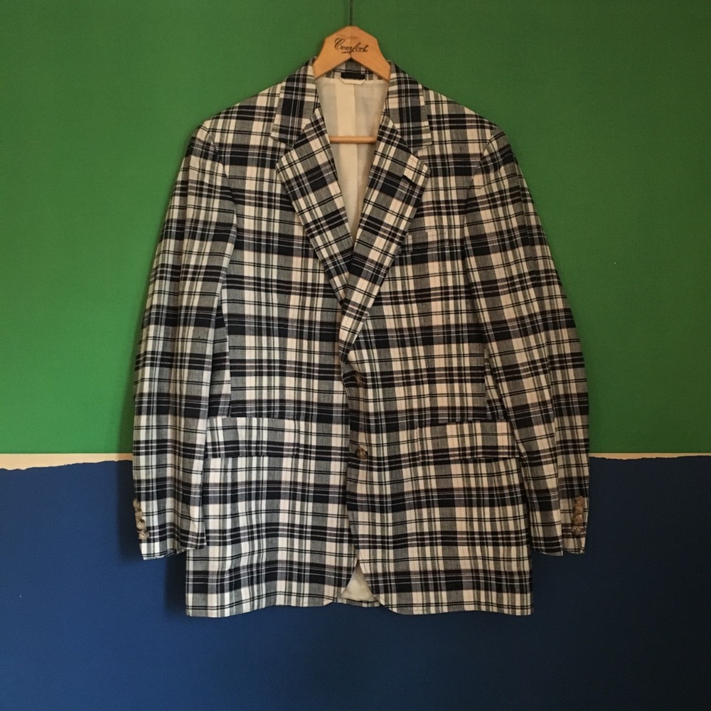 Hand Woven Madras Plaid Mid Century Men’s Jacket